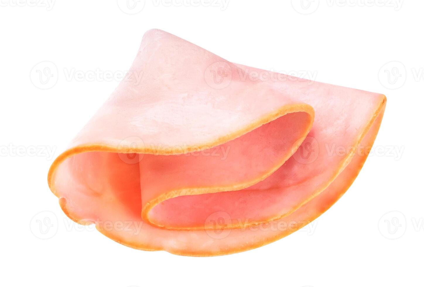 Ham slice isolated on white background with clipping path photo