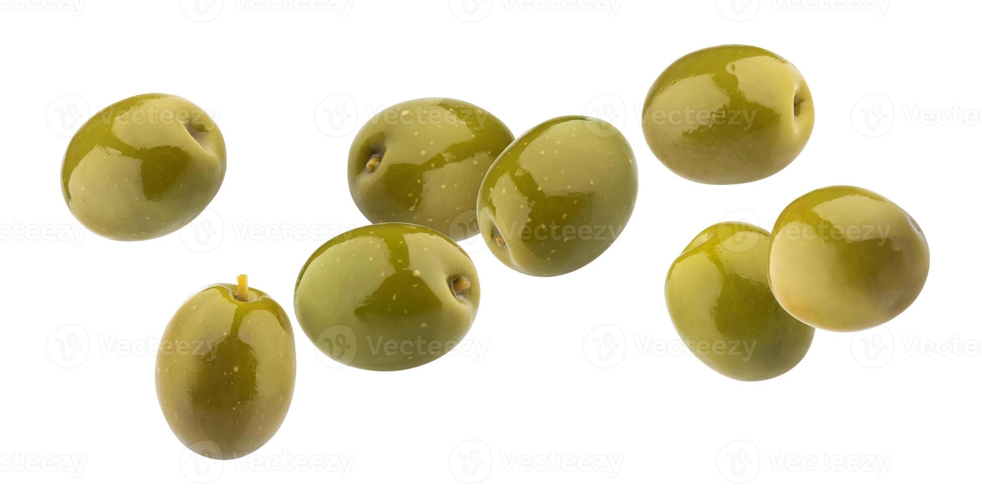 Green olives isolated on white background with clipping path photo