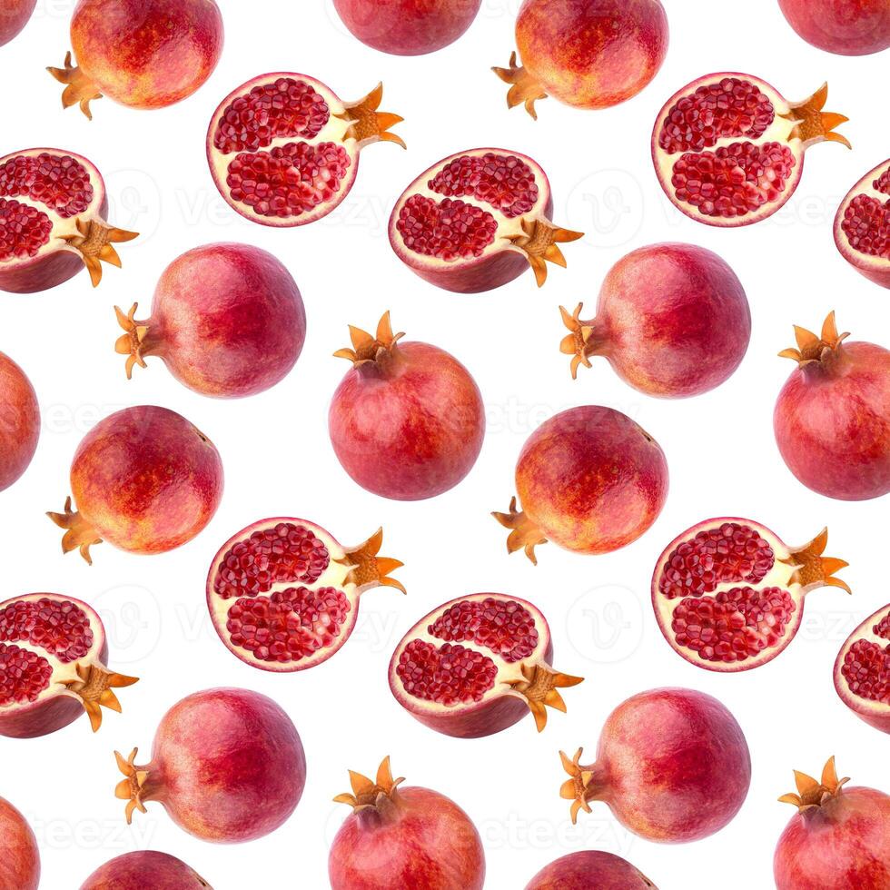 Pomegranate isolated on white background. Seamless pattern photo