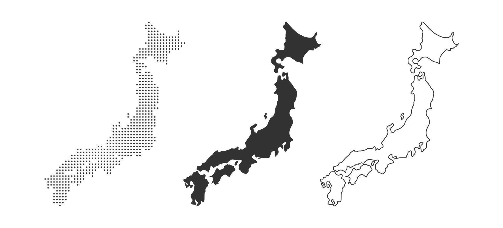 Japan map. Asia region cartography. Japanese geography border. Nation contour. Okinawa state. Vector illustration.