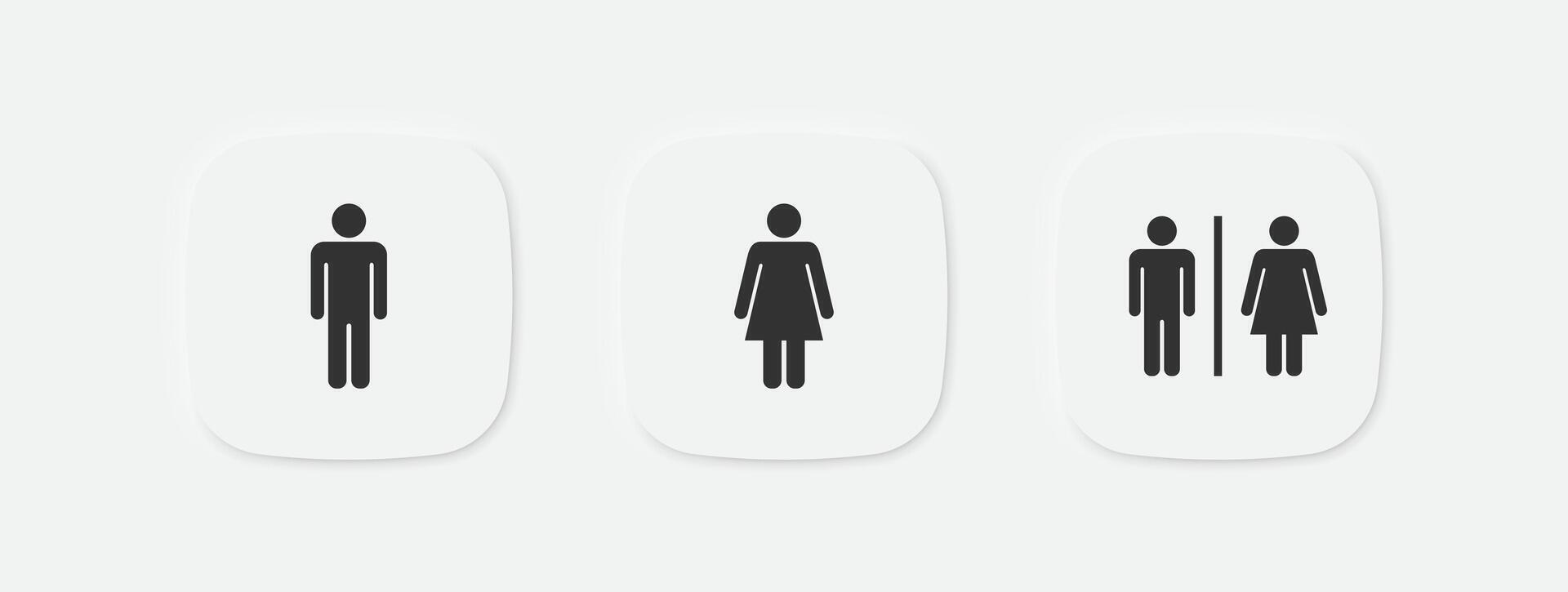 WC icon. Toilet for man and woman symbol. Unisex bathroom icons. Gender bathroom sign. Vector isolated sign.