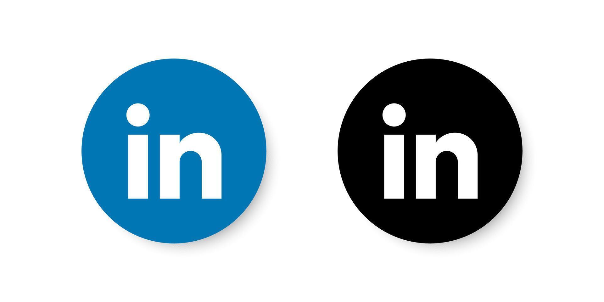 Circle Linkedin logotype icon. Social media app. Network application. Popular editorial brand. Vector illustration.