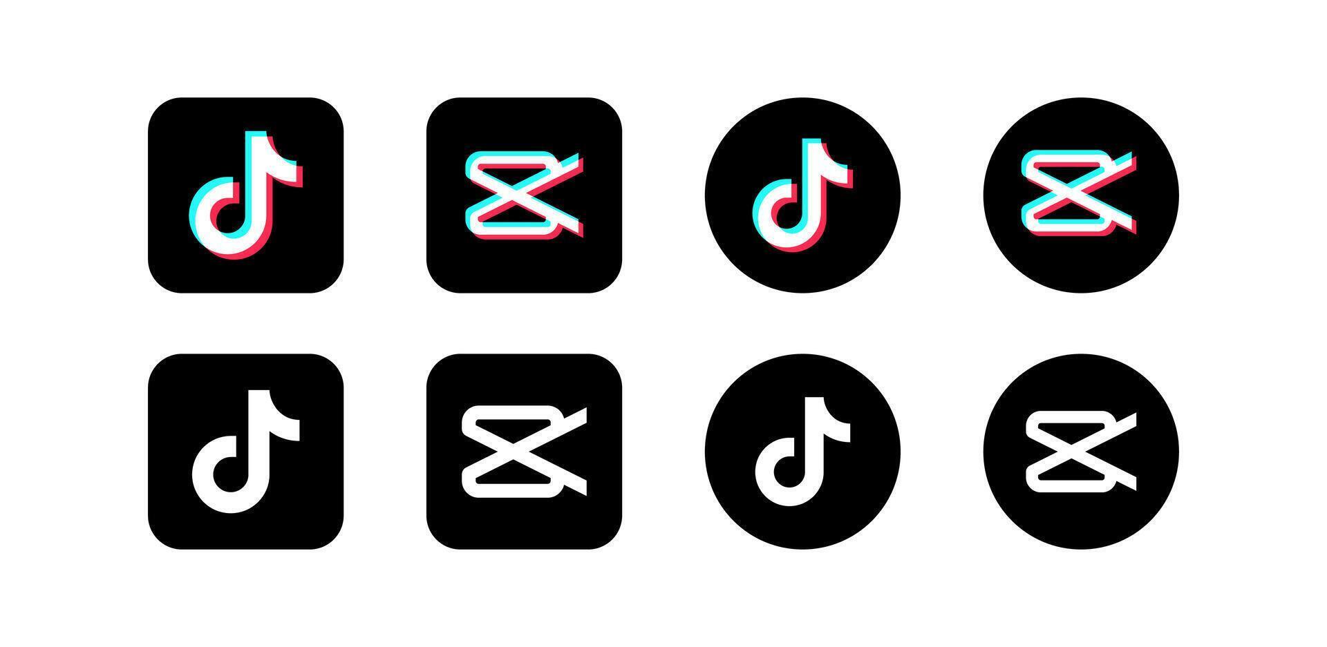 TikTok, CapCut logotype. Social media network. Popular messenger app. Editorial content. vector