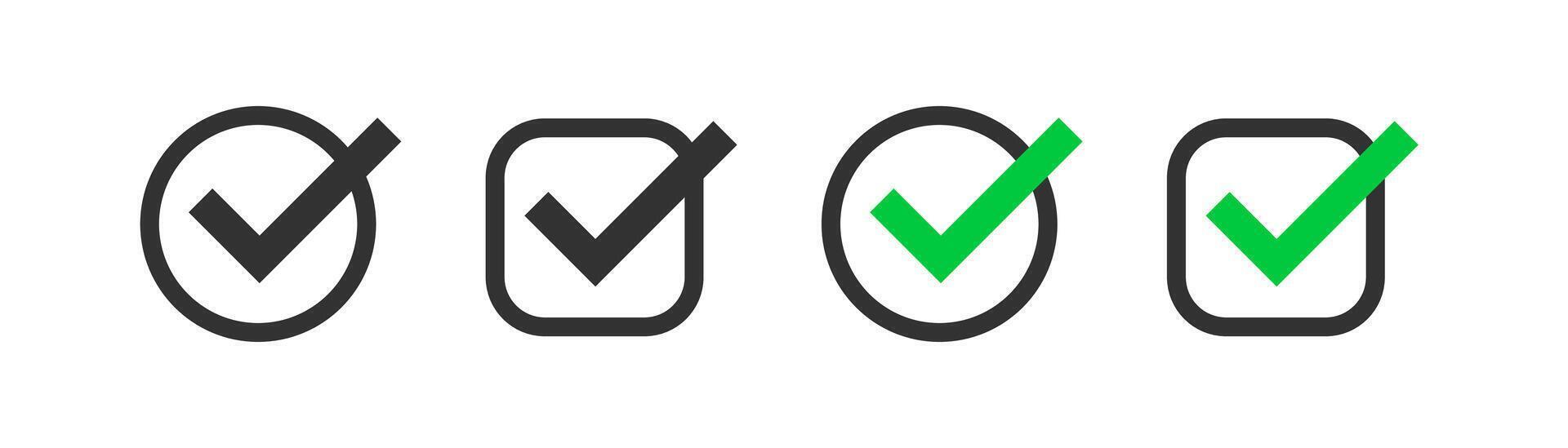 Check mark icon. Vote choice symbol. Ok sign. Approved tick in the box. Positive checklist. Vector illustration.