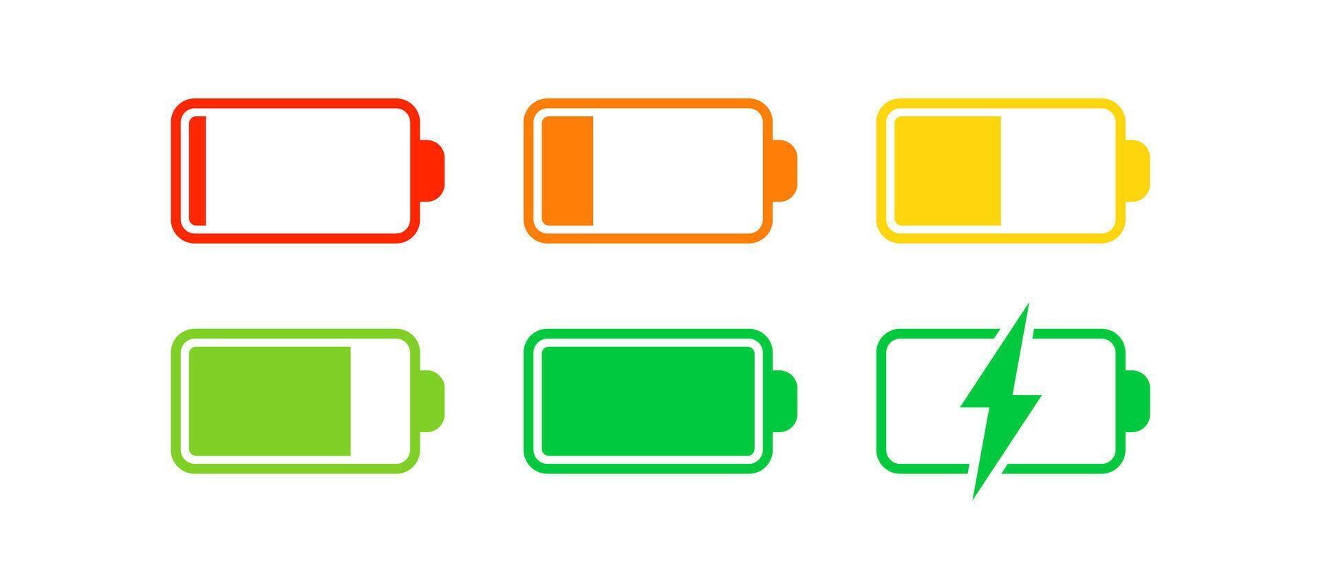 Battery icon. Full electricity power. Charge energy sign. Accumulator level bar. Phone ui. Vector illustration.