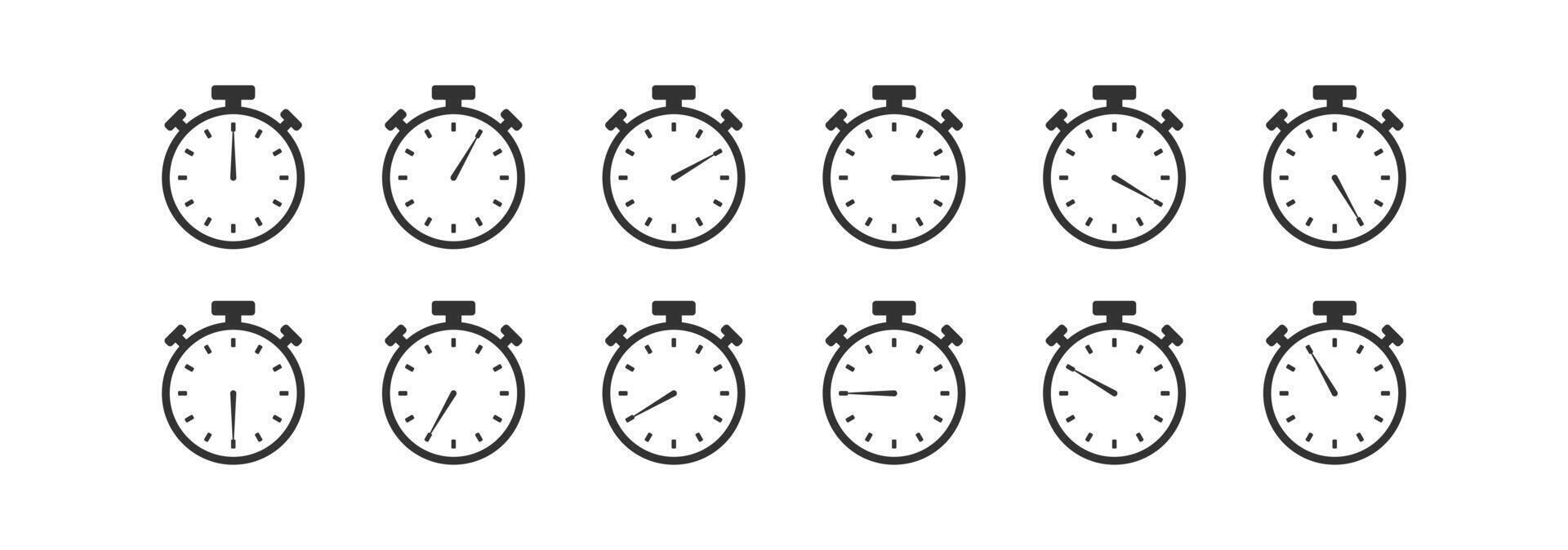 Timer icon. Stopwatch symbol. Deadline clock. Countdown time. Time arrow. Vector illustration.