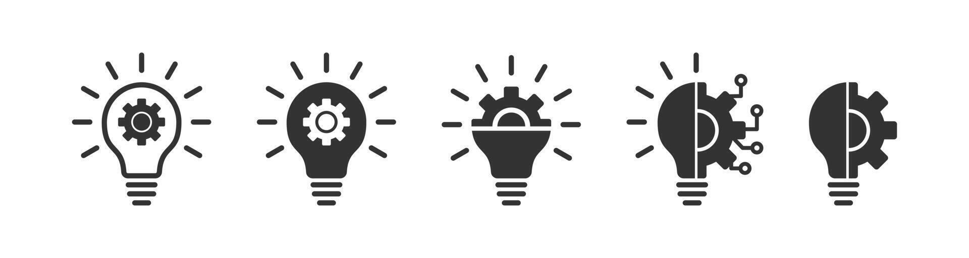 Idea gear bulb. Innovation cogwheel lamp. Technology business creative. Vector illustration.