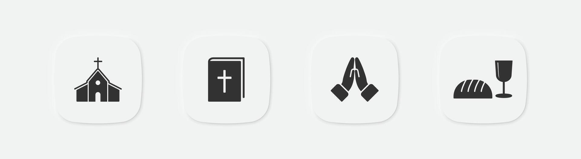 Church icon. Bible symbol. Communion icons. Prayer sign. Christian symbols. Christ Church. Vector isolated sign.