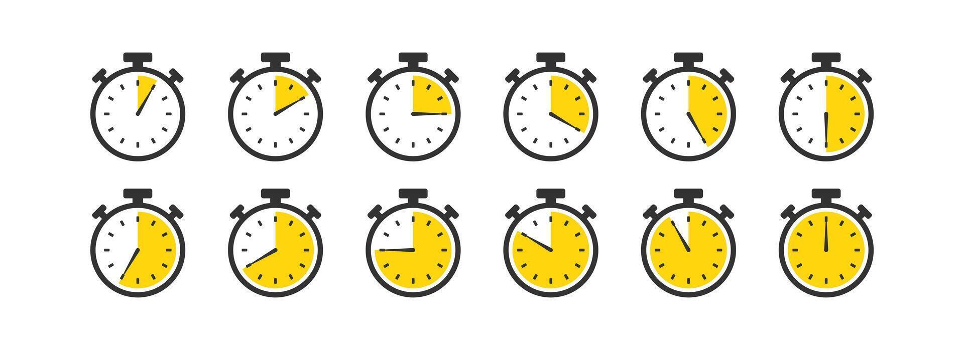 Timer icon. Stopwatch symbol. Deadline clock. Countdown time. Time arrow. Vector illustration.