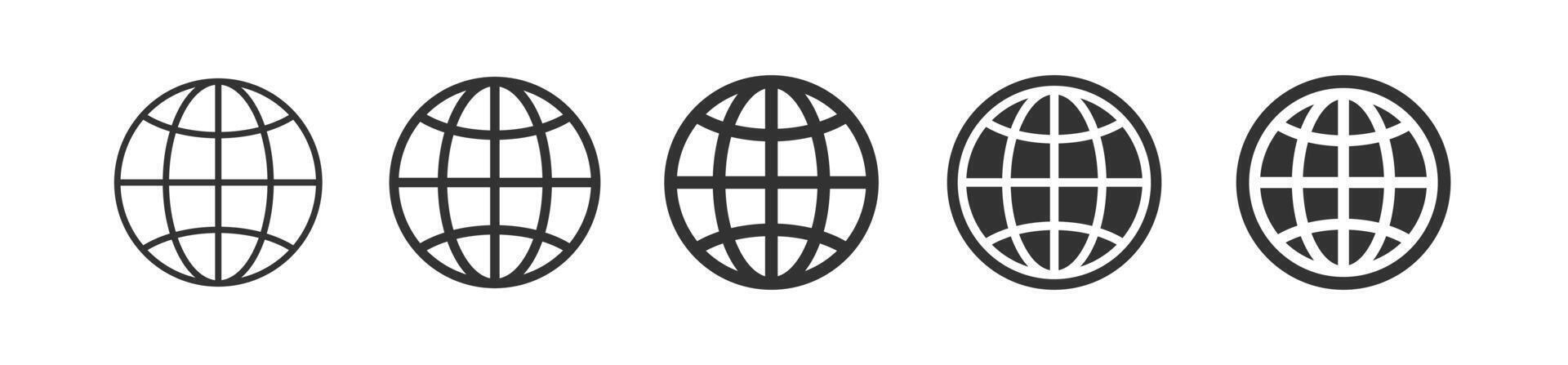 mundo icono. red símbolo. tierra esfera. web globo. sitio web signo. planeta íconos colocar. vector