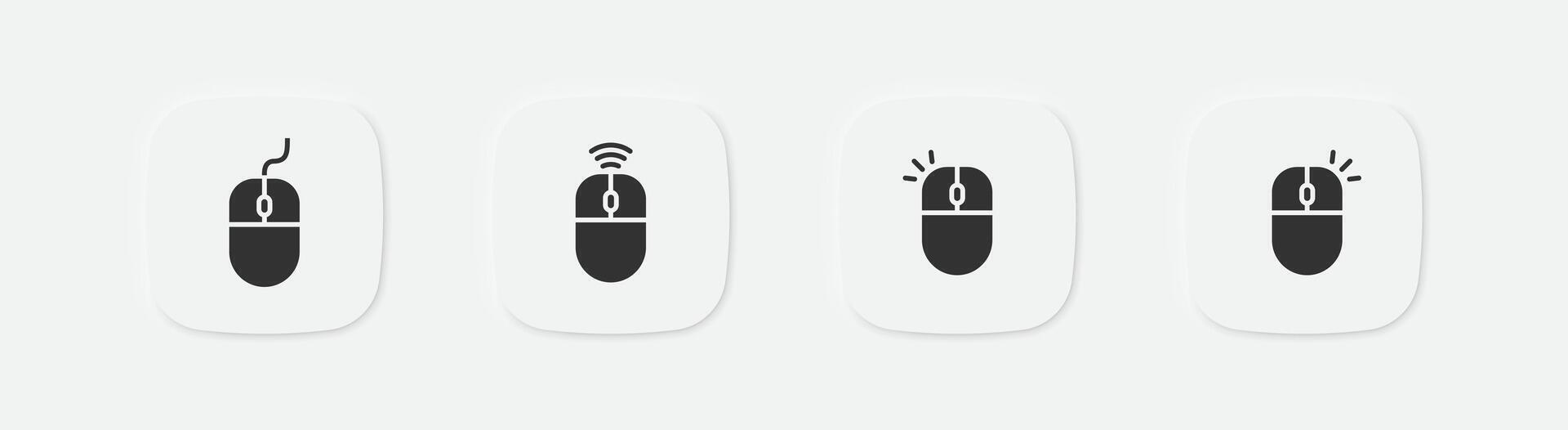 Mouse icon. Click sign. Button symbol. Wired and wireless symbols. Vector isolated sign.