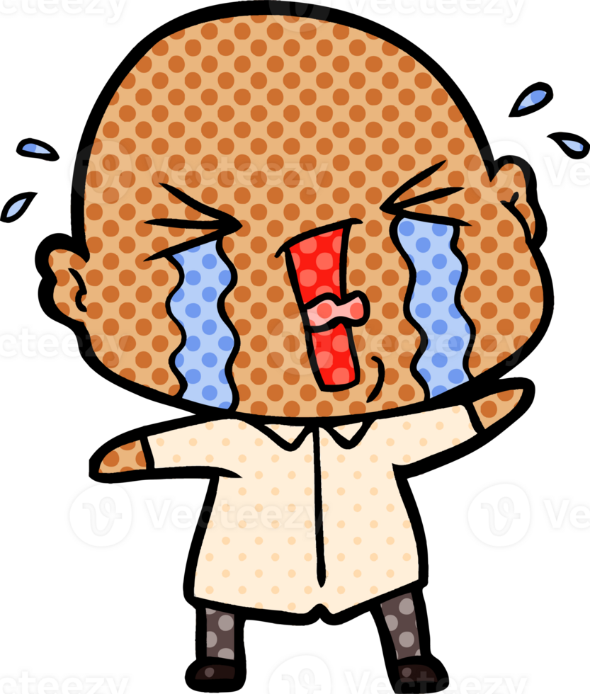 cartoon crying bald man png