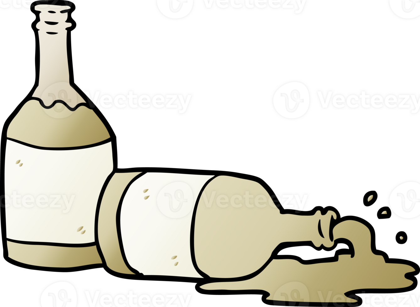 cartoon beer bottles with spilled beer png