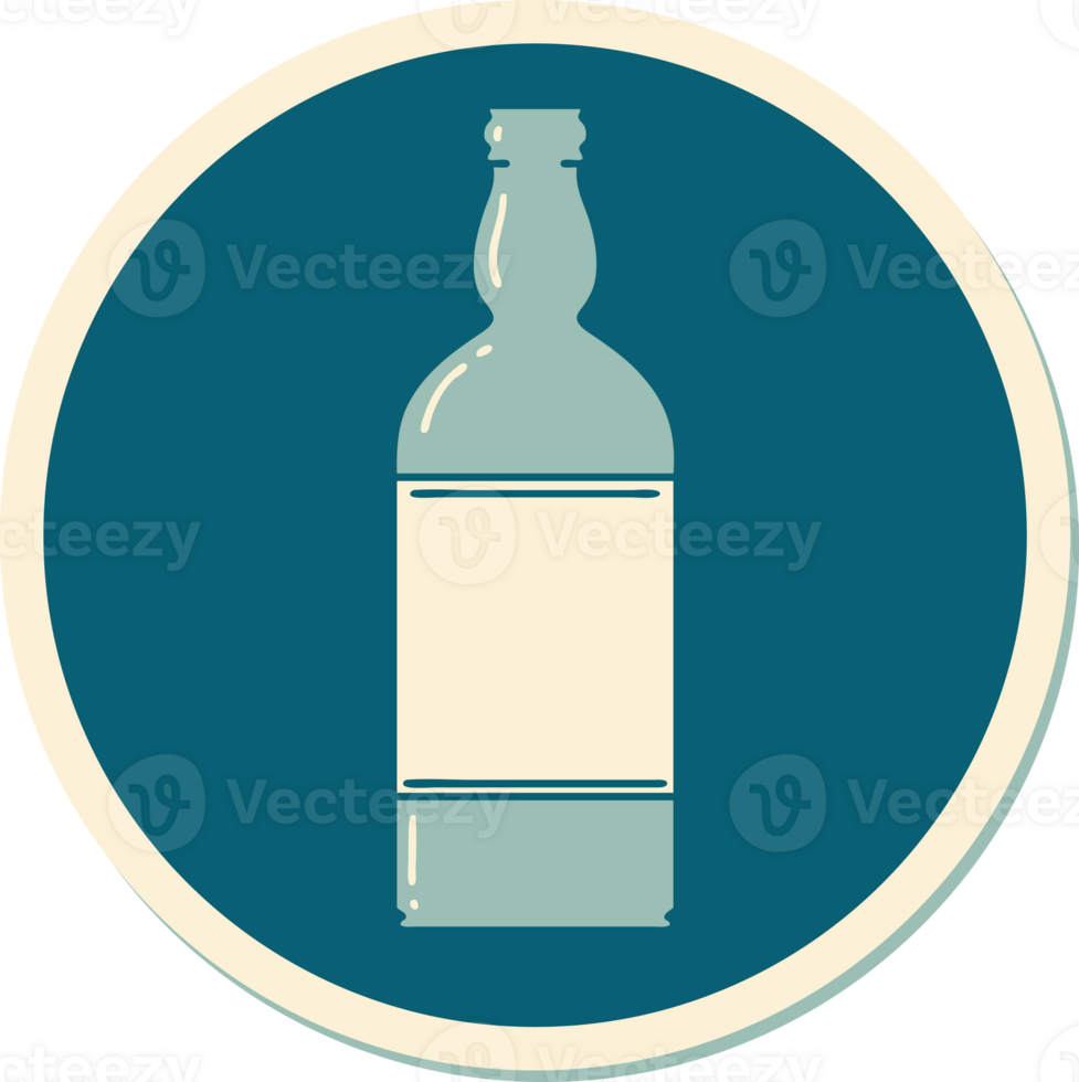 sticker of tattoo in traditional style of a bottle png