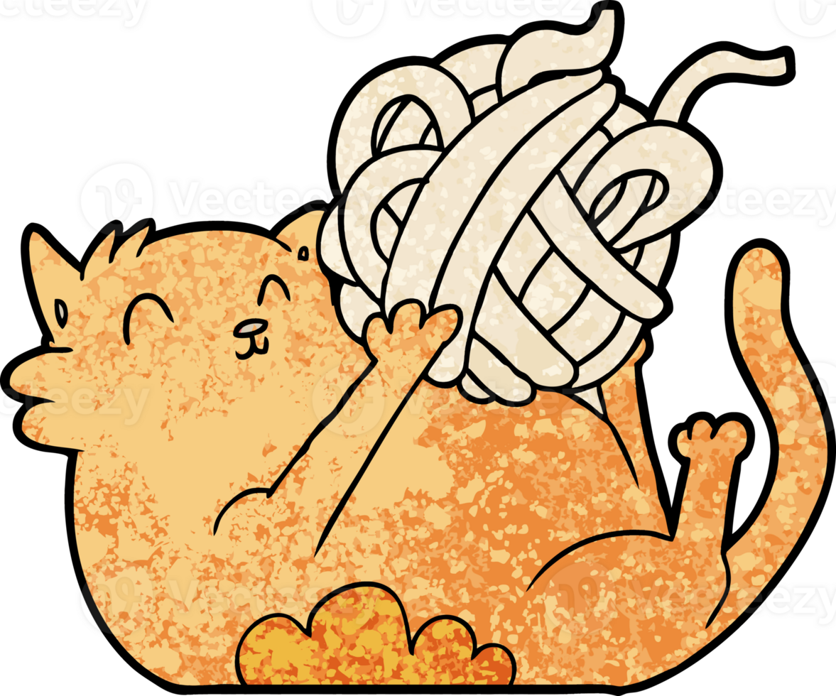 cartoon cat playing with ball of string png