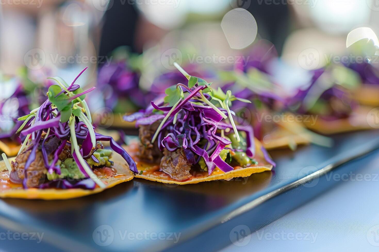 AI generated Mexican tacos with beef, tomatoes, onions and others on white background photo