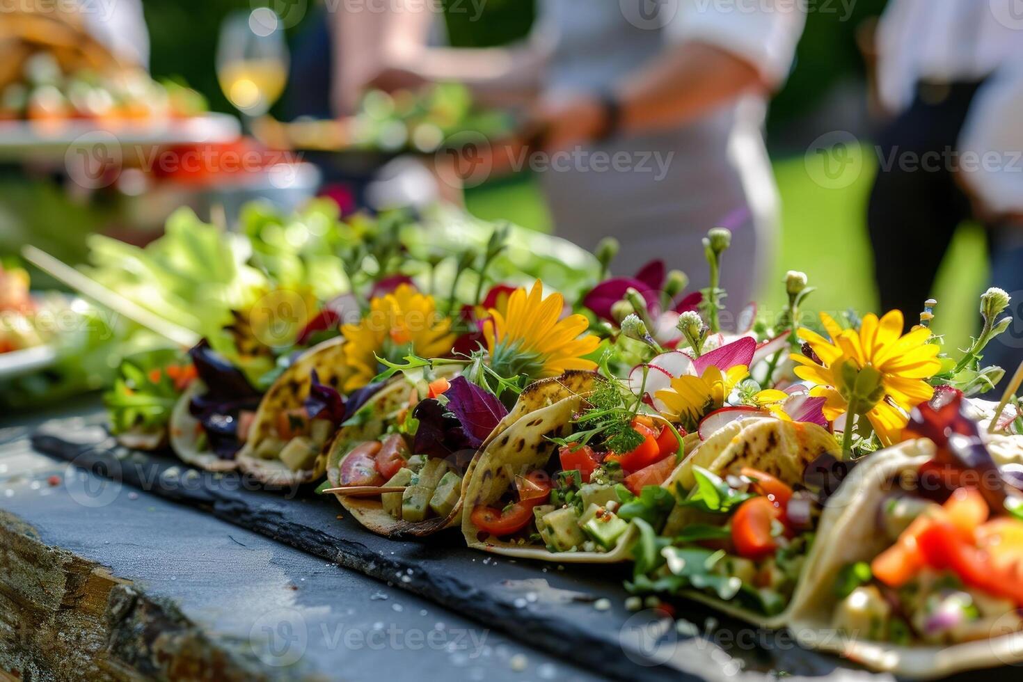 AI generated Mexican tacos with beef, tomatoes, onions and others on white background photo