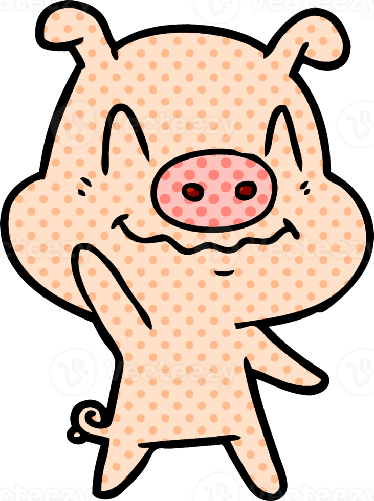 nervous cartoon pig waving png