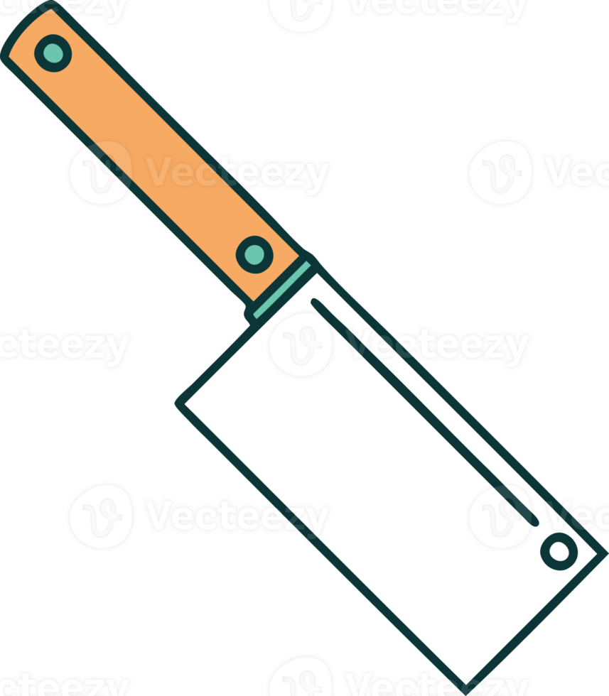 iconic tattoo style image of a meat cleaver png