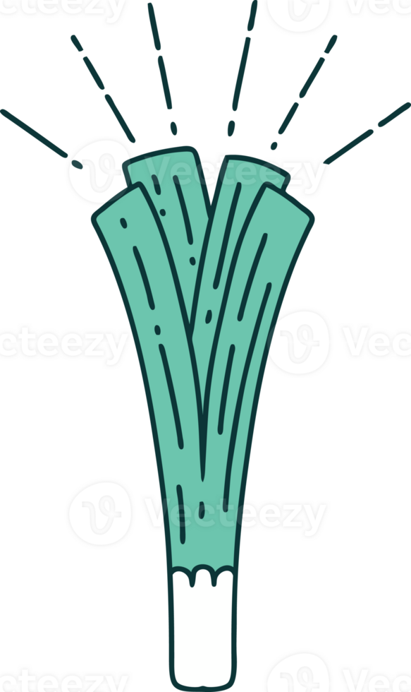 illustration of a traditional tattoo style leek png