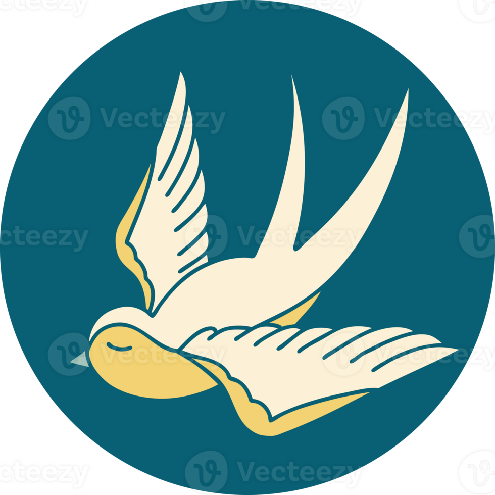 iconic tattoo style image of a swallow png