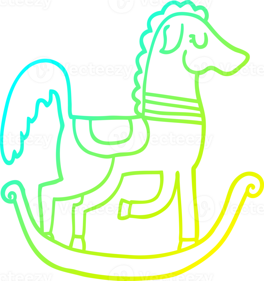 cold gradient line drawing of a cartoon rocking horse png