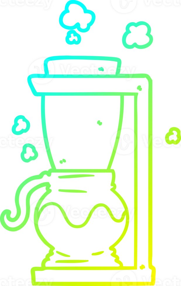 cold gradient line drawing of a cartoon filter coffee machine png
