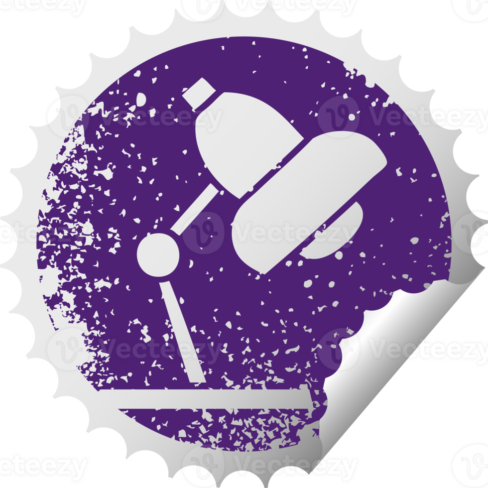 distressed circular peeling sticker symbol of a table lamp png