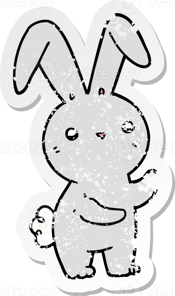 distressed sticker of a cute cartoon rabbit png