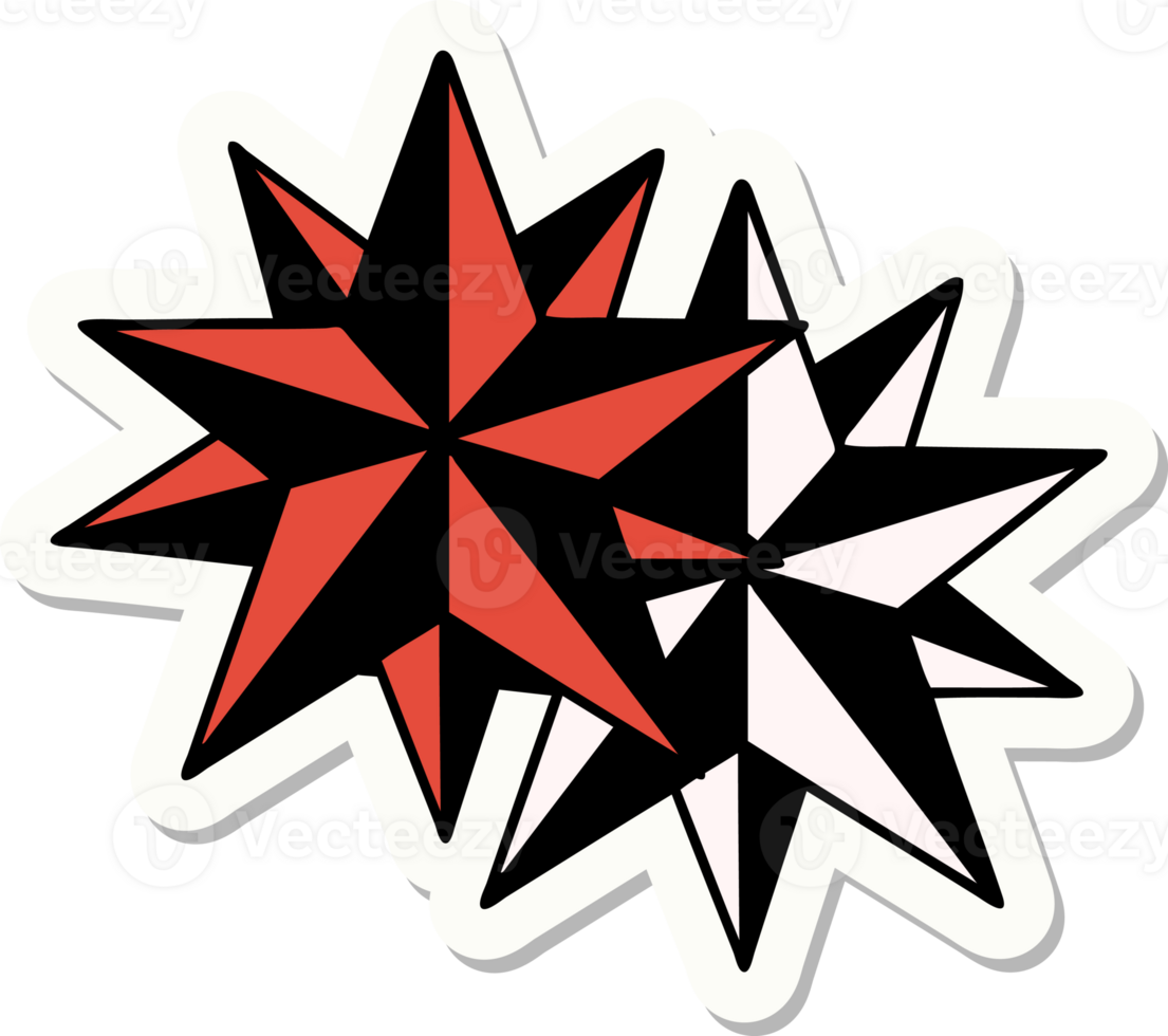 sticker of tattoo in traditional style of stars png