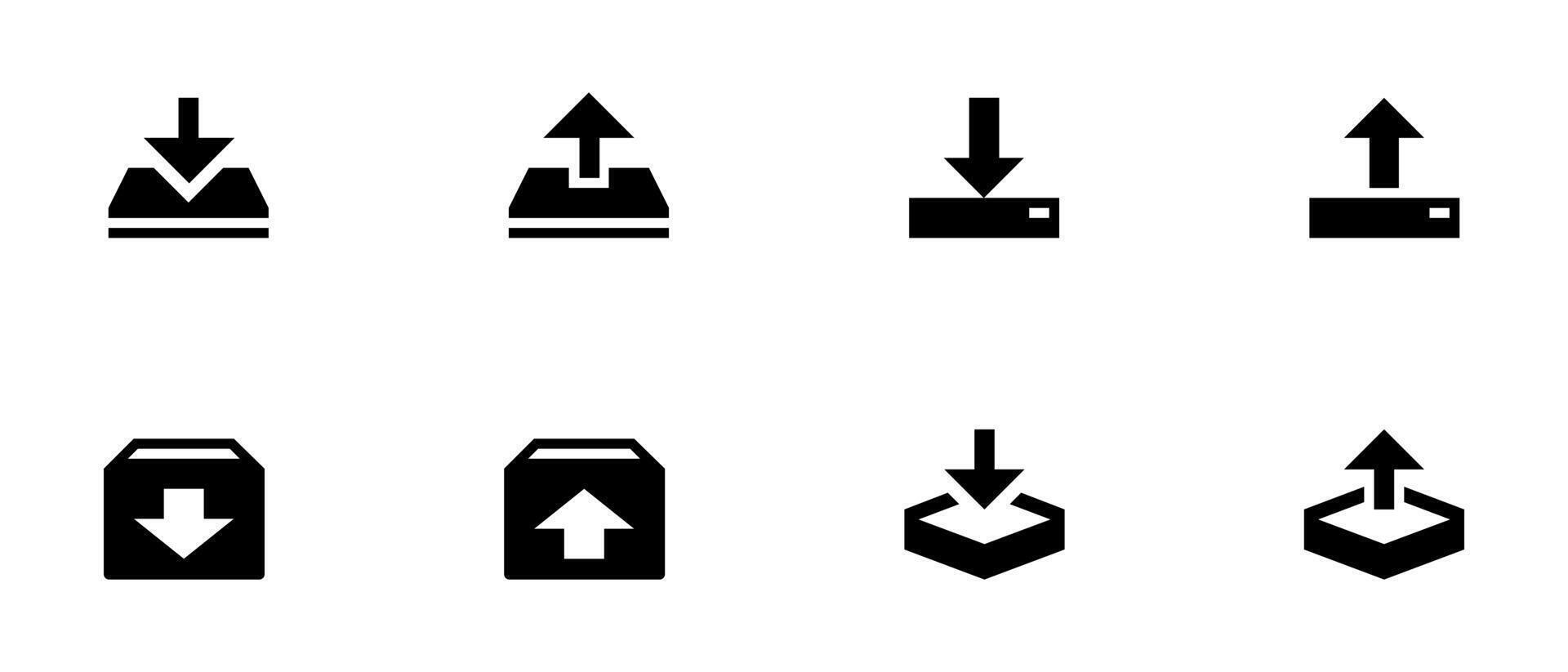 Download and upload icon buttons set. Download and upload icon. Files download and upload icons symbol. Vector illustration