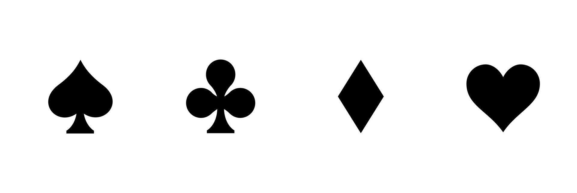 Poker card suits. hearts, clubs, spades and diamonds. Casino gambling theme. Editable vector illustration.