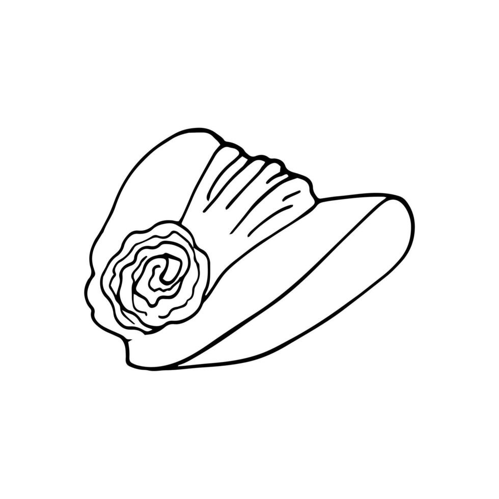 viejo estilo campana de cristal mujer sombrero con flor. dibujado a mano vector bosquejo ilustración en garabatear estilo. 1930 moda. calentar sombreros accesorio