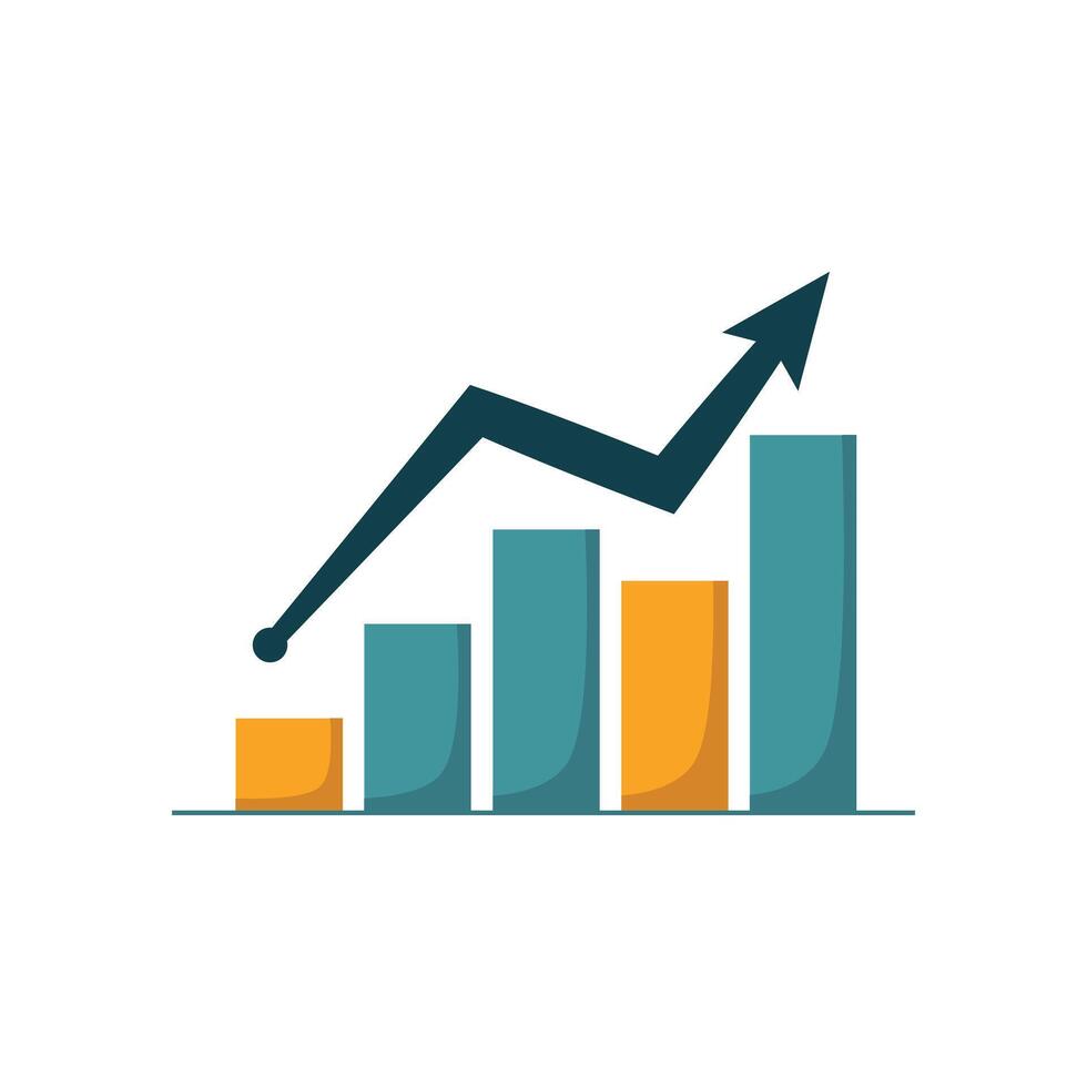 Growth chart icon suitable for business presentations, financial reports and data analysis, versatile design for infographics, websites, and marketing materials. vector