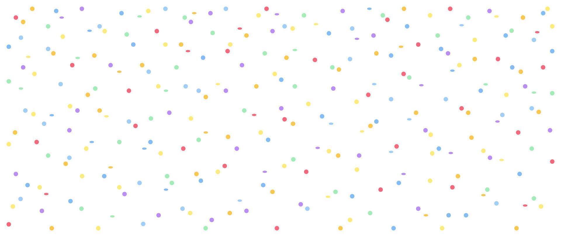 Background with colored round confetti. Vector illustration for cover, banner, poster, card, web and packaging.