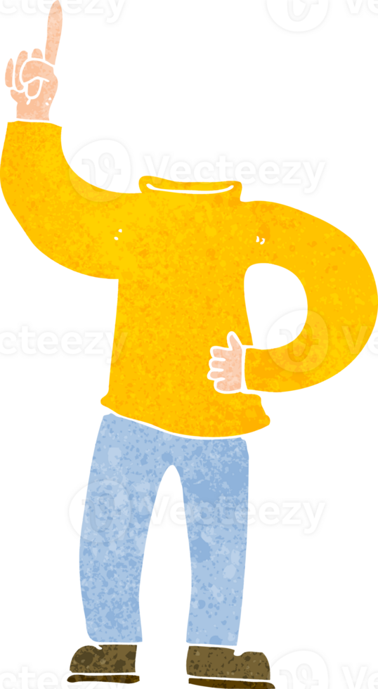 cartoon headless body with raised hand png