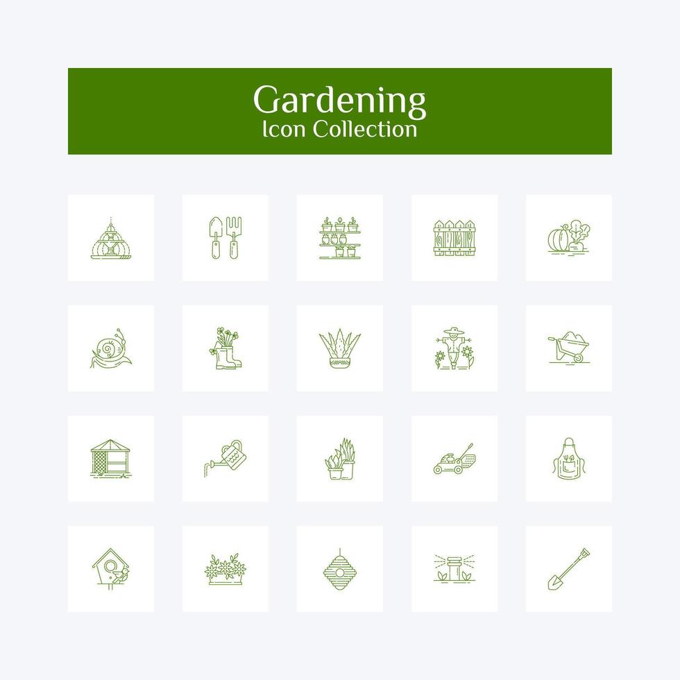 Clean Gardening Tools Icon Collection vector