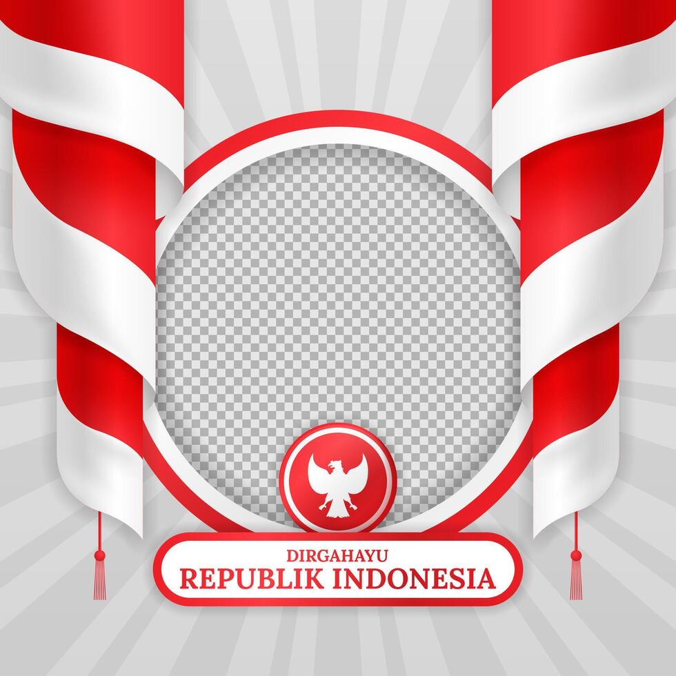 Happy Indonesia Independence Day Twibbon Luxury Background vector