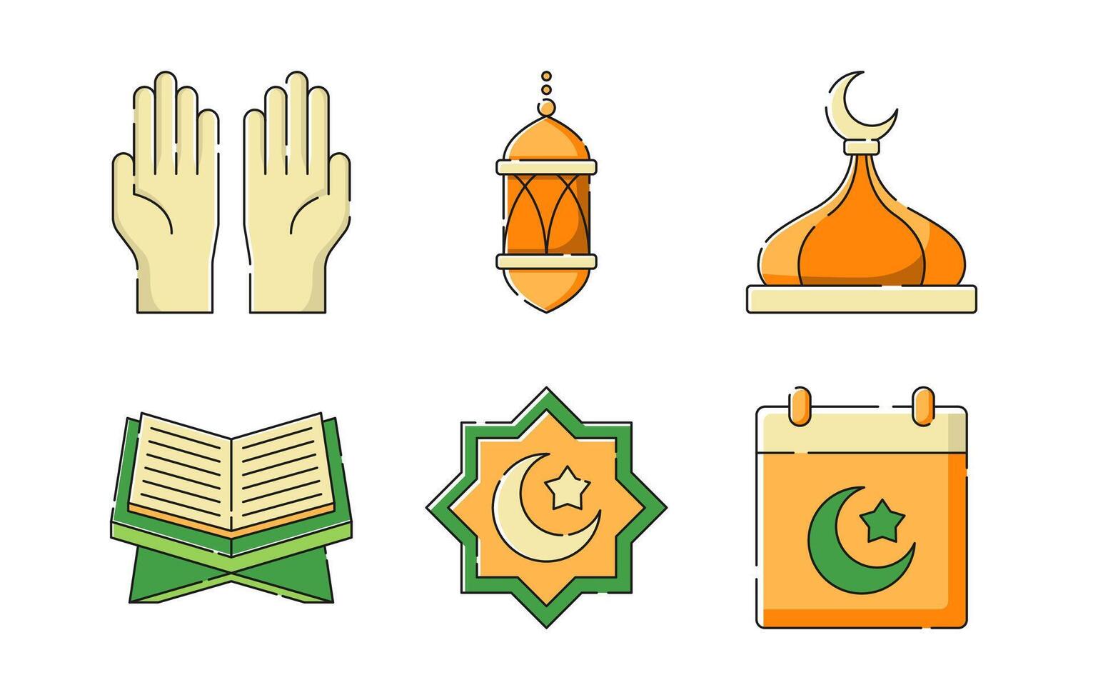 Flat Eid al Fitr Icon Collection vector