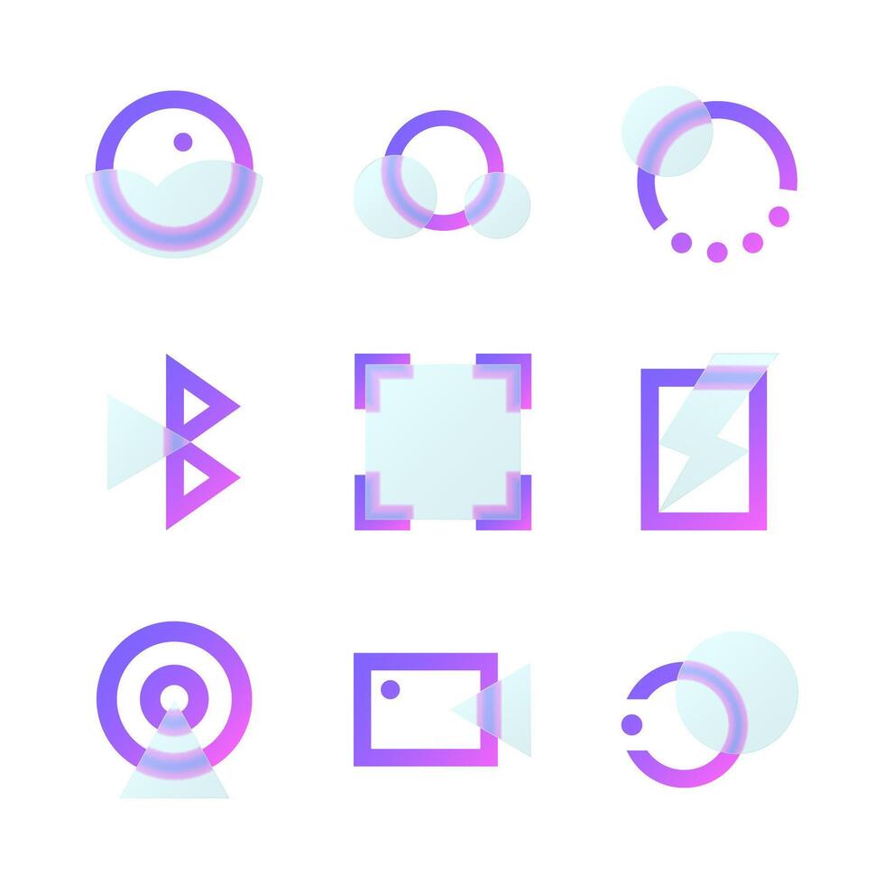 UI UX Glassmorphism Icon Collection vector