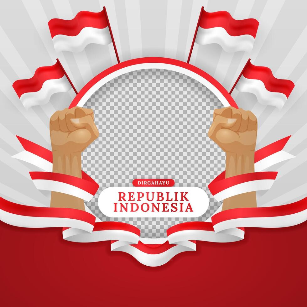 Happy Indonesia Independence Day Twibbon Luxury Background vector