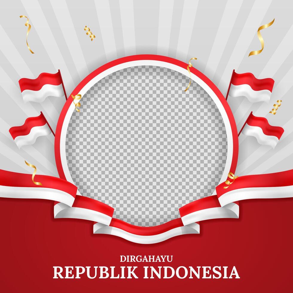 Happy Indonesia Independence Day Twibbon Luxury Background vector
