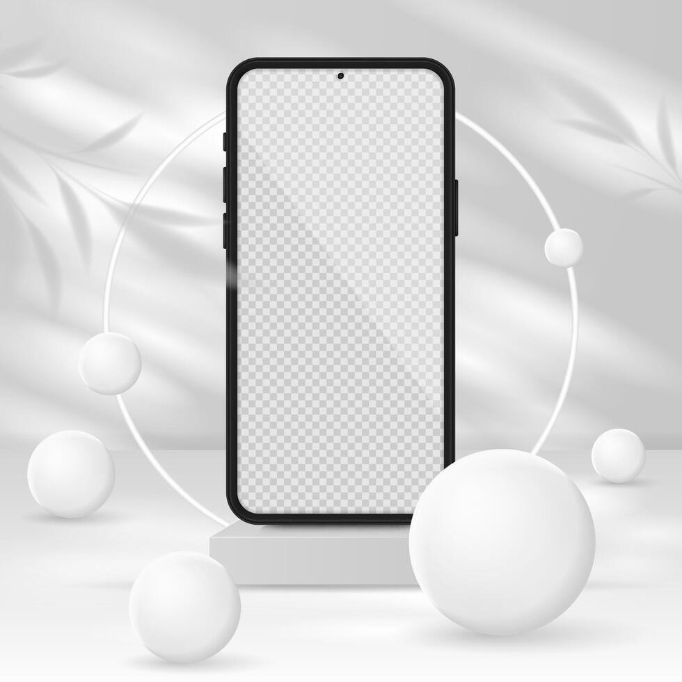 Realistic 3d Phone Mockup with 3d Object vector