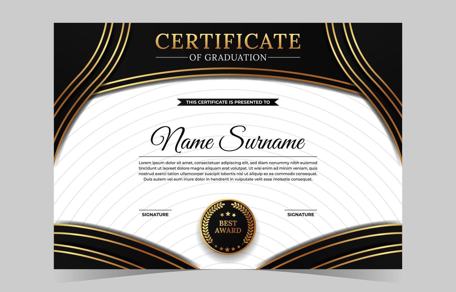 Best Award Certificate of Graduation Template vector