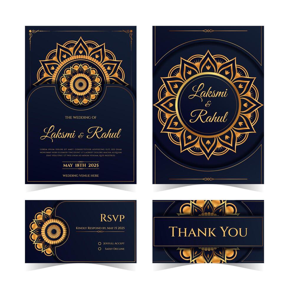 Indian Wedding Invitation Template with Luxury Mandala vector