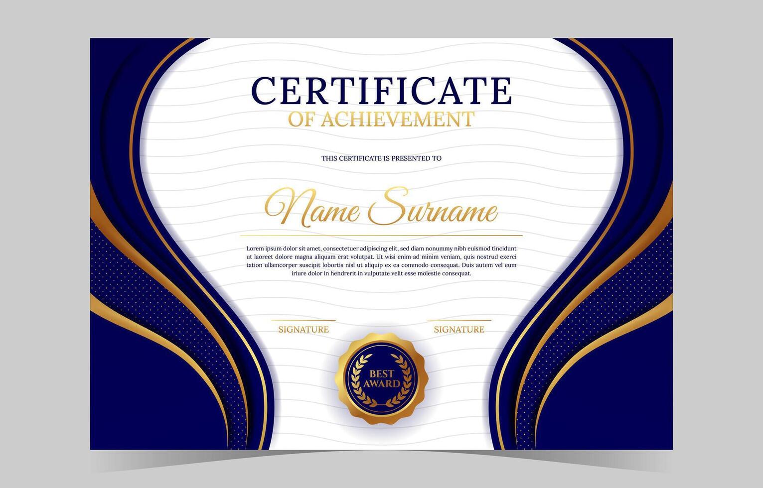 Modern Blue Gold Certificate Template vector