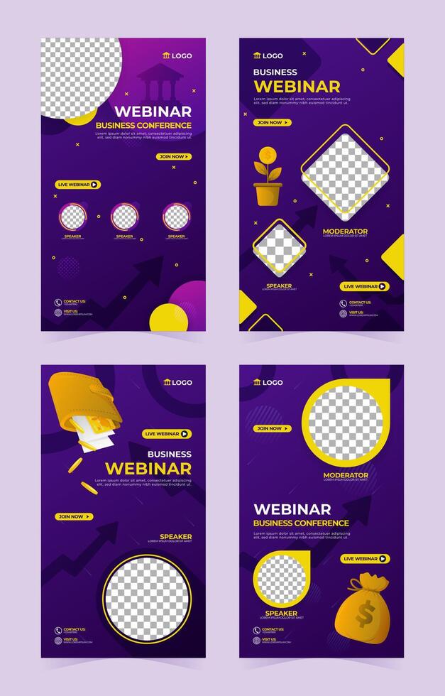 Modern Finance Webinar Social Media Story Template Collection vector