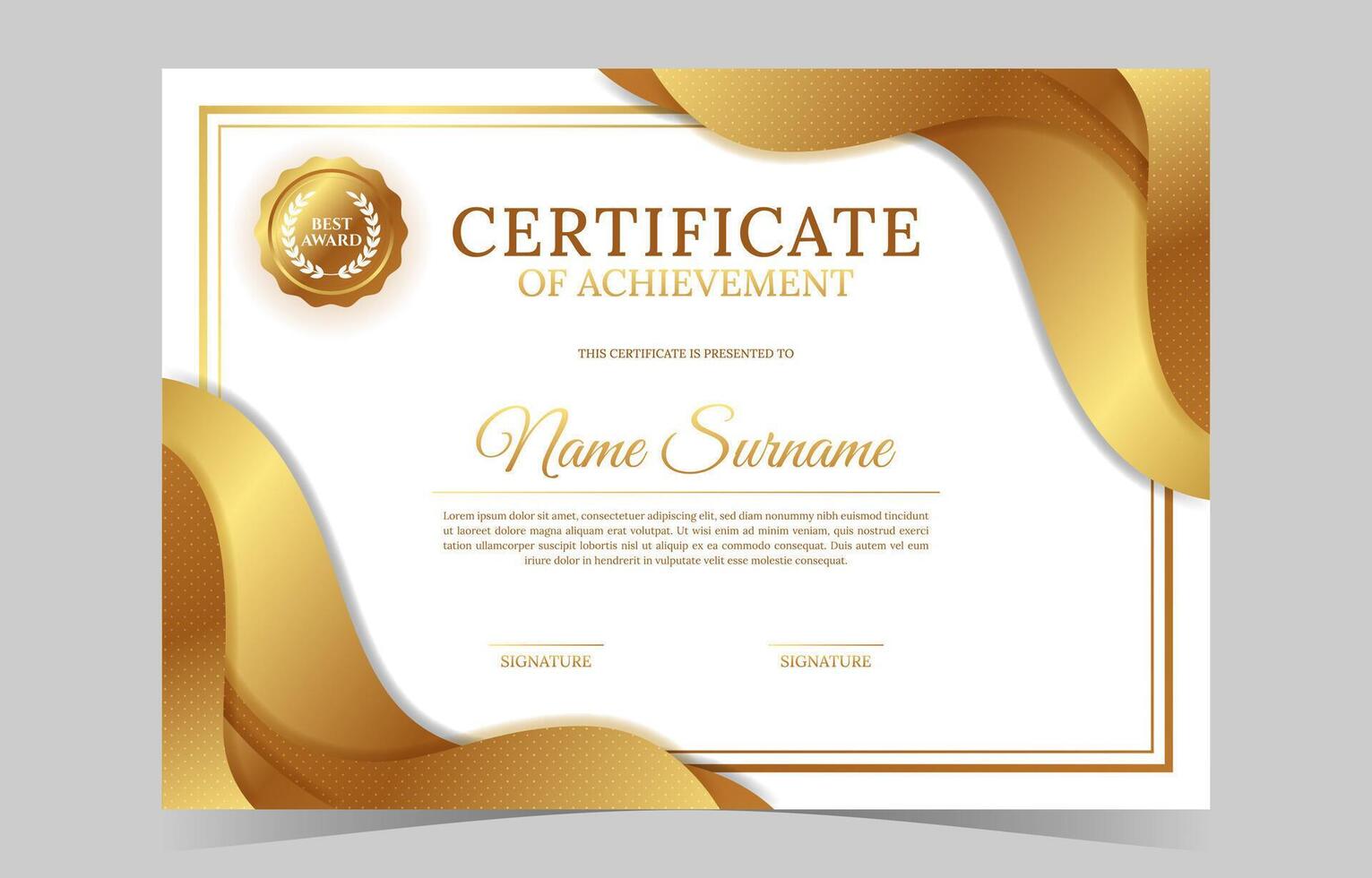 Golden Certificate of Achievement Template vector