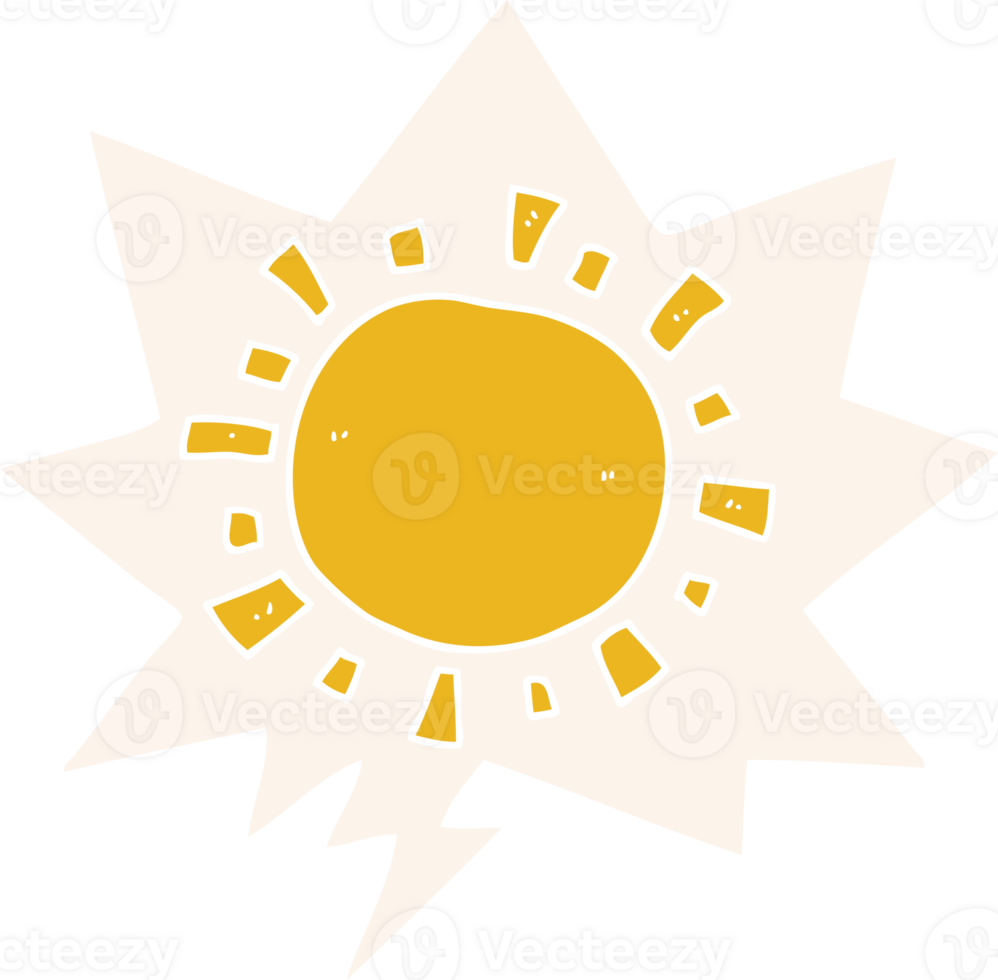 cartoon sun with speech bubble in retro style png