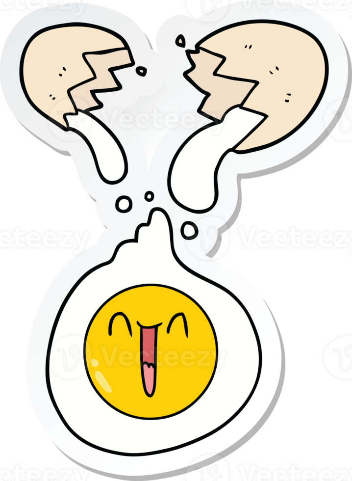 sticker of a cartoon cracked egg png